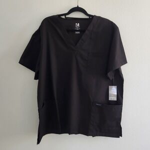 NWT Dagacci Black Scrub Top V-Neck 3-Pocket men/women size 2XL‎